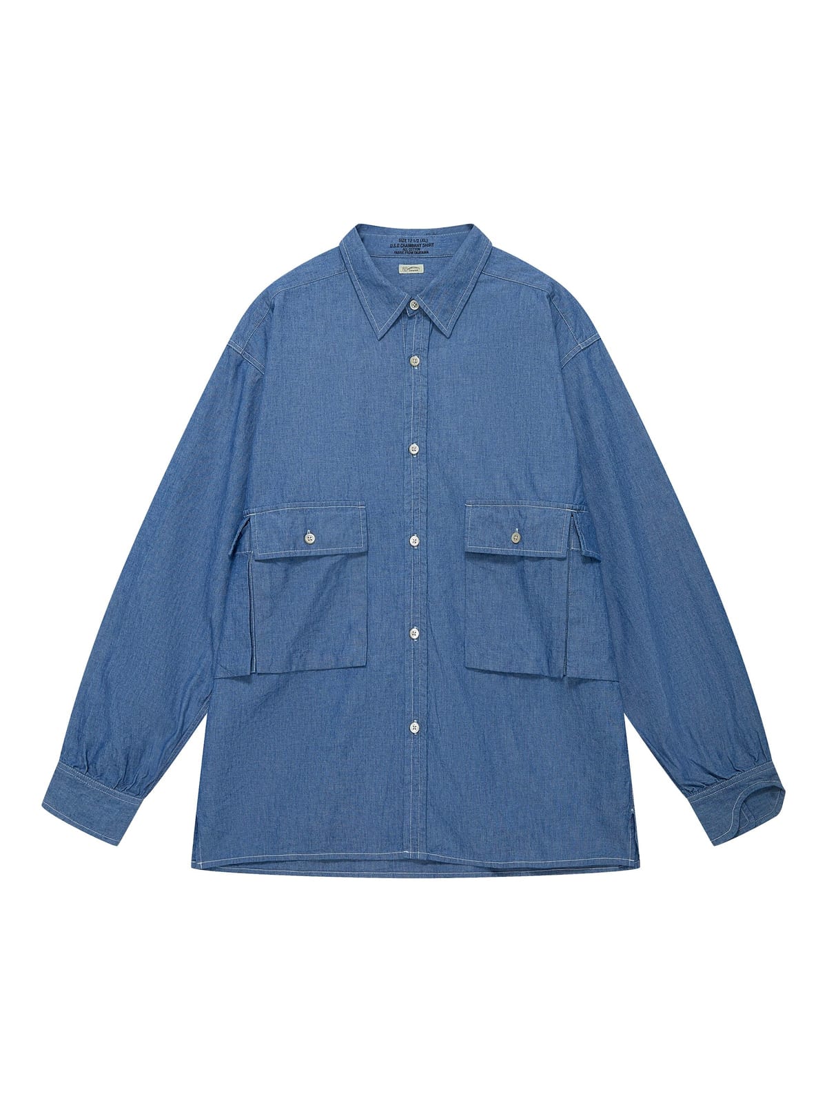 USAGE Cotton Chambray Safari Shirt in Denim