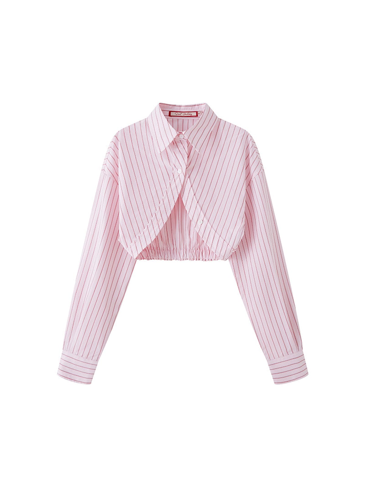 SweetChilling Cropped Striped Shirt Cardigan in Pink