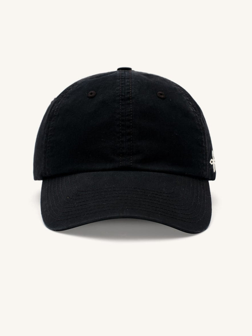 SMFK Washed Cotton Embroidered Baseball Cap in Black