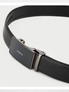 HONGU Cowhide Leather Automatic Buckle Belt in Black