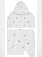 SHUSHUTONG Floral Embroidered Cotton Hoodie in White - Detail