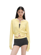 SweetChilling Colorblock Ribbed Knit Shorts in Gray - On Female Model