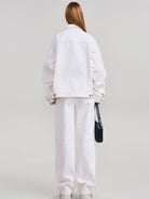 SMFK Washed Wide Leg Denim Jeans in White - On Model