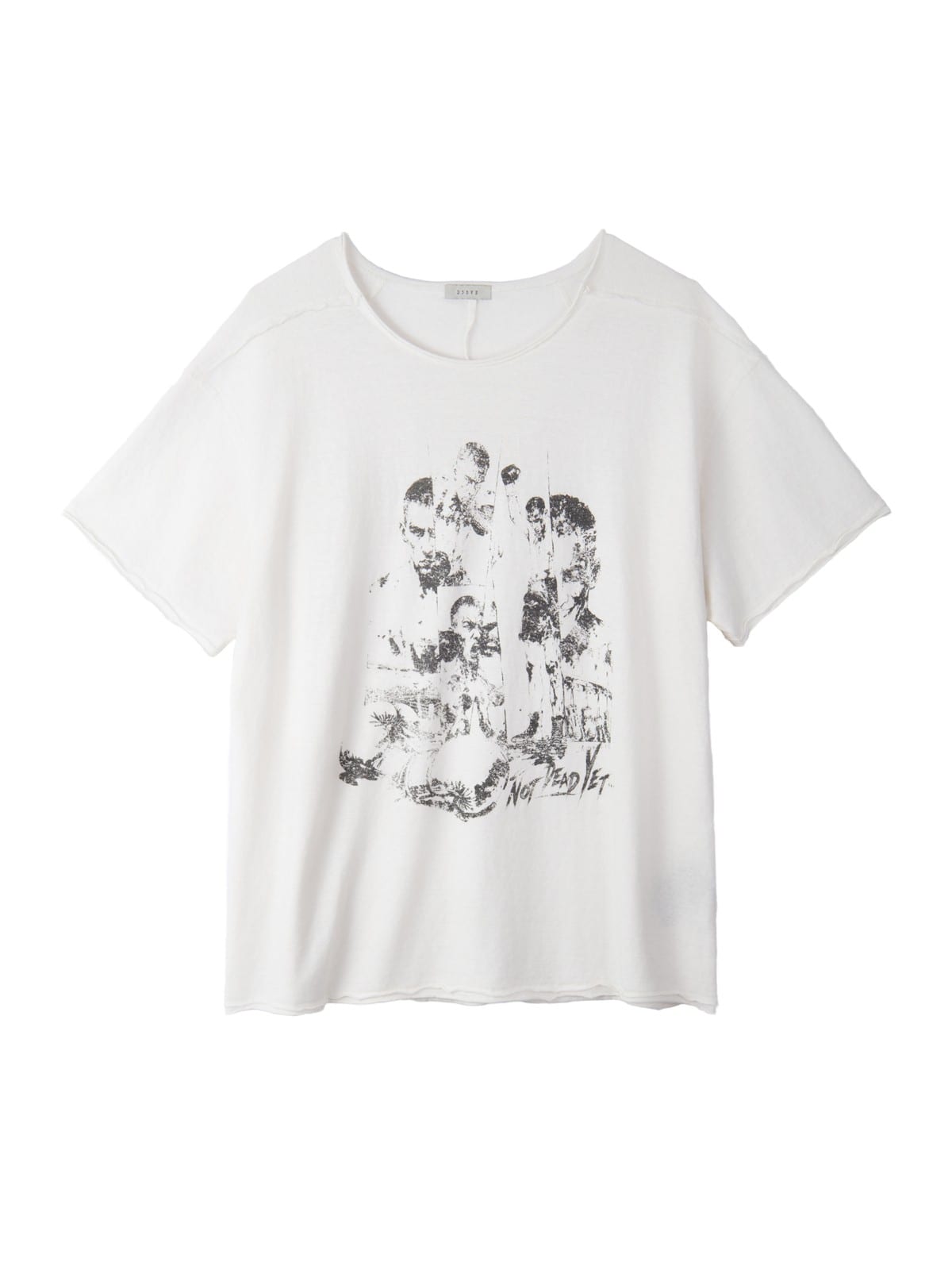 D5ove Vintage Print Cotton Linen T Shirt in White