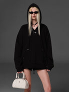 SMFK Cotton Wool Blend Oversized Hoodie in Black - On Female Model