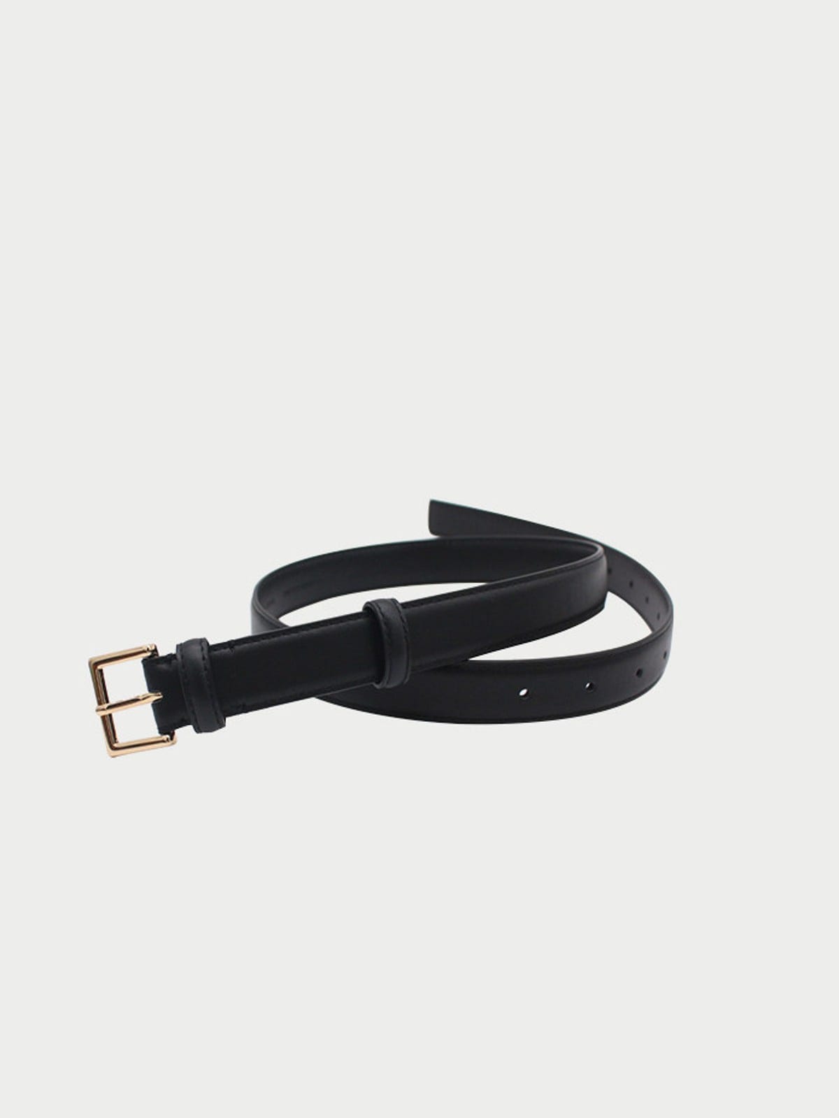PANLULUPAN Square Buckle Top Grain Cowhide Belt in Black