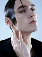 BLACKHEAD Serpentine Steel Rhinestone Ring in Silver - On Male Model