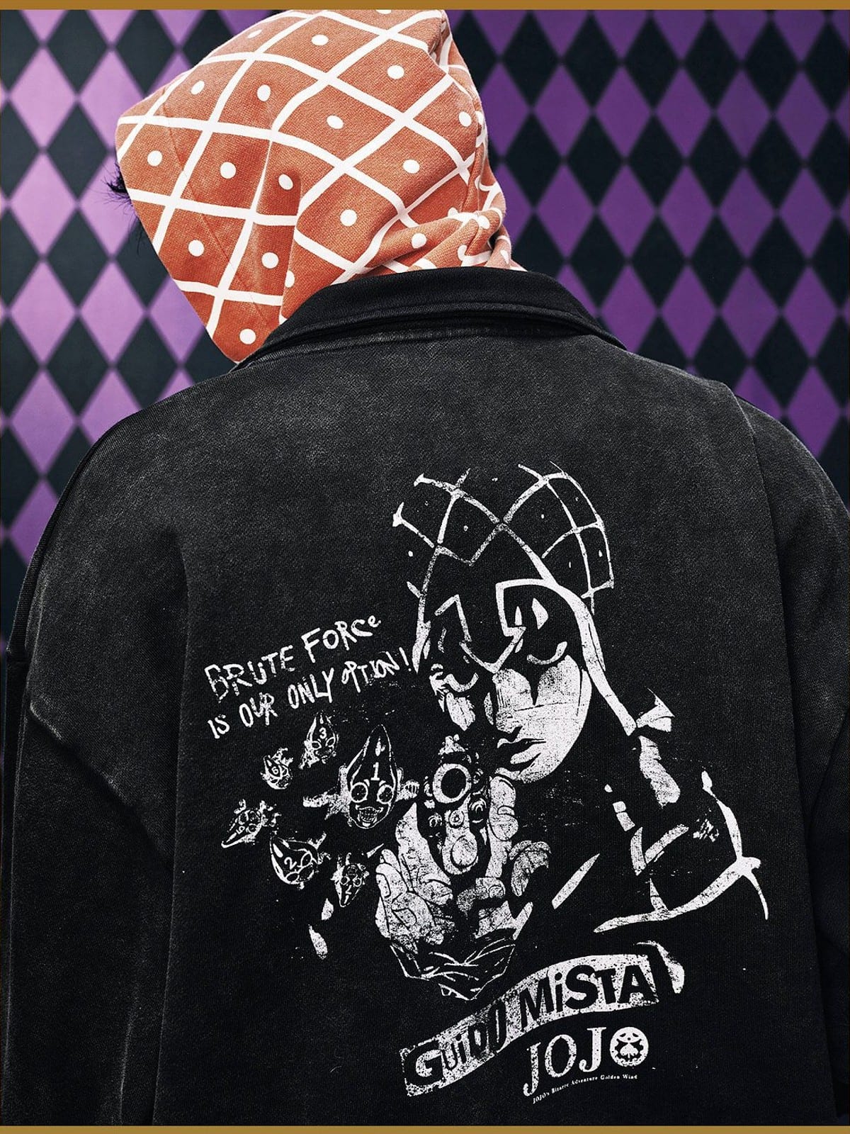 MEDM Guido Mista Graphic Zip Up Hoodie in Black - On Model