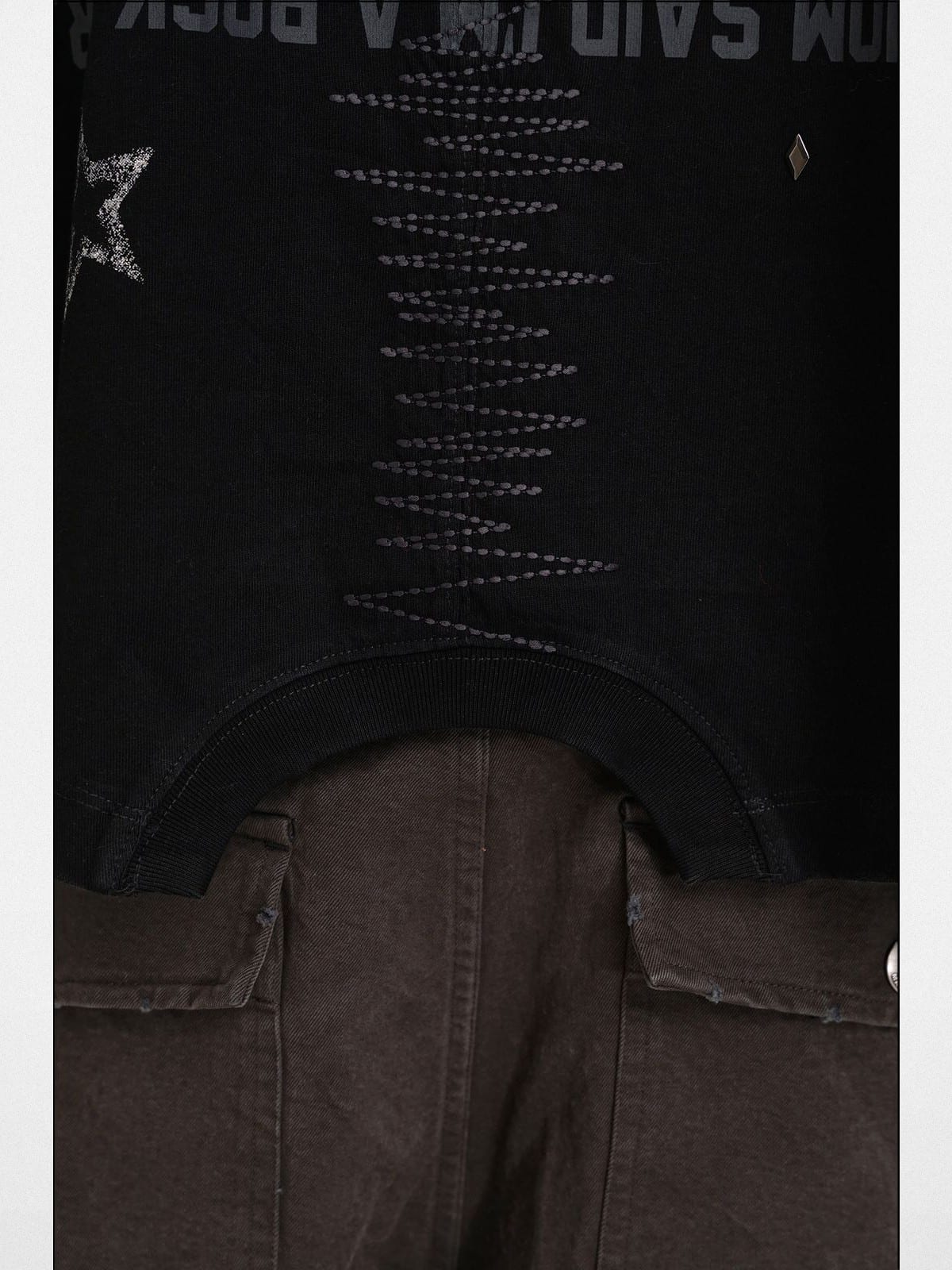 MASONPRINCE Reversible Parody Graphic Cotton T Shirt in Black - Detail