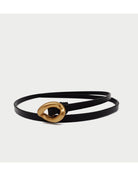 PANLULUPAN Adjustable Thin Leather Belt in Black