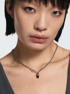 Blackhead Vinyl Wave Gradient Necklace in Silver - On Female Model