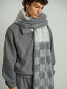 Retro 21 High Neck Fleece Sweatshirt in Gray - On Male Model