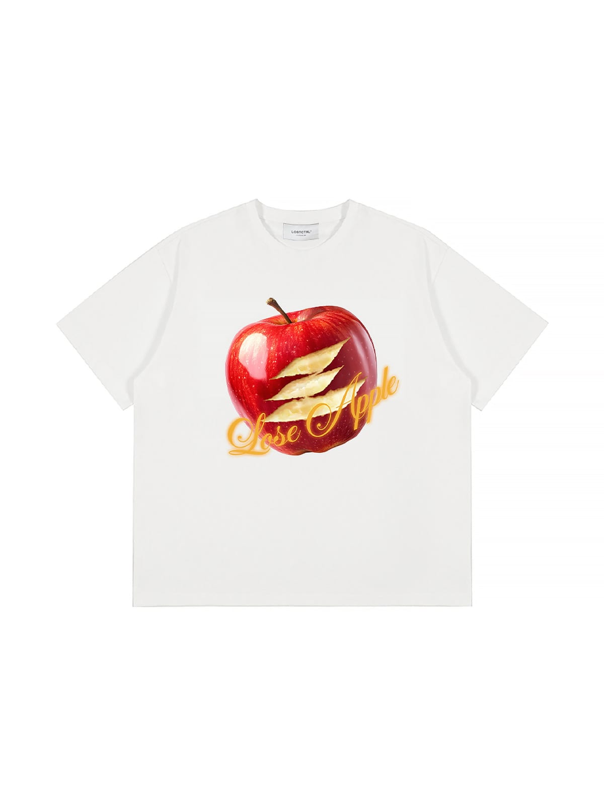 LOSTCTRL Apple Graphic Print T Shirt in White