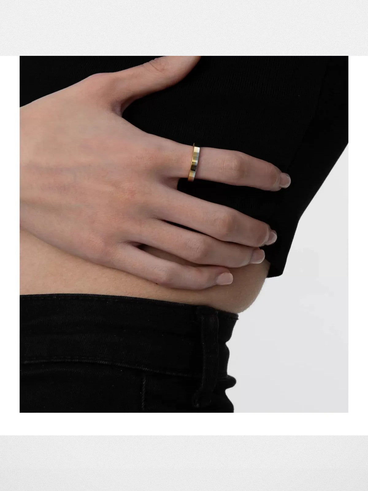 BLACKHEAD Two Tone Engraved Steel Ring in Yellow - On Model