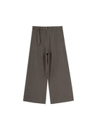 SIMPLE PROJECT Curved Seam Belted Wide Leg Trousers in Dark Gray