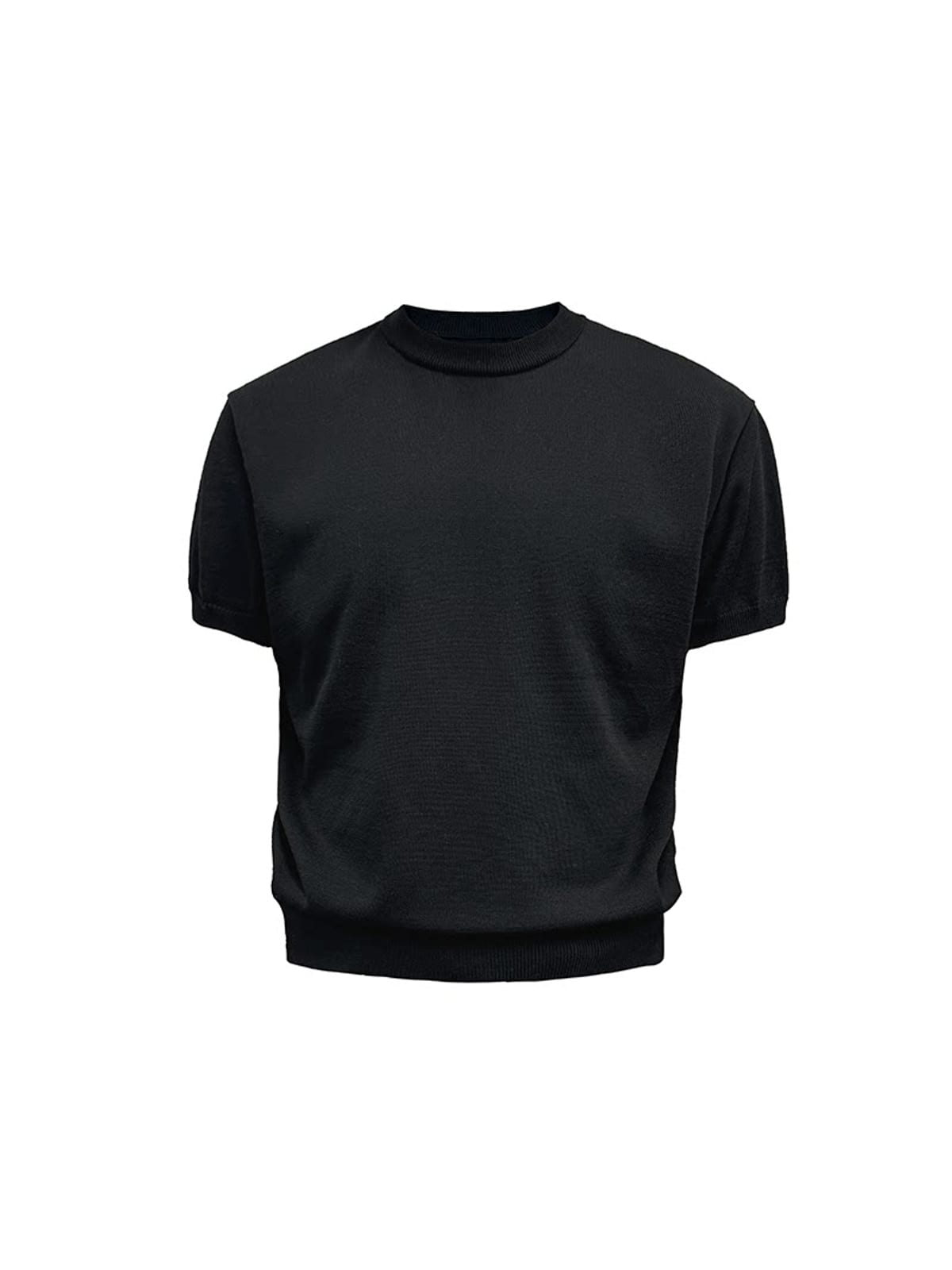 JCAESAR STUDIO Ice Silk Ribbed Hem T Shirt in Black