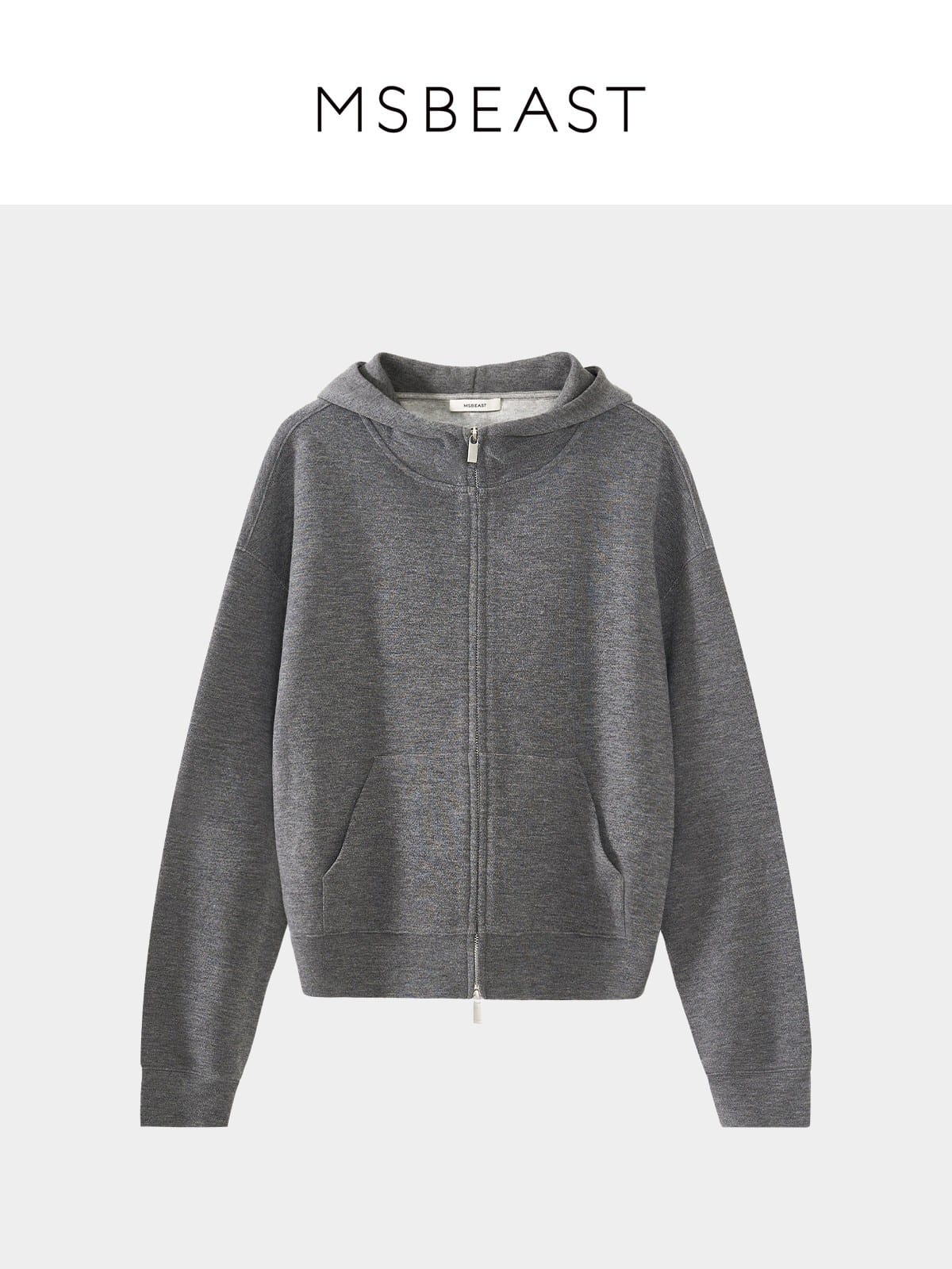 MSBEAST Wool Blend Cropped Hoodie Sweatpants Set in Gray
