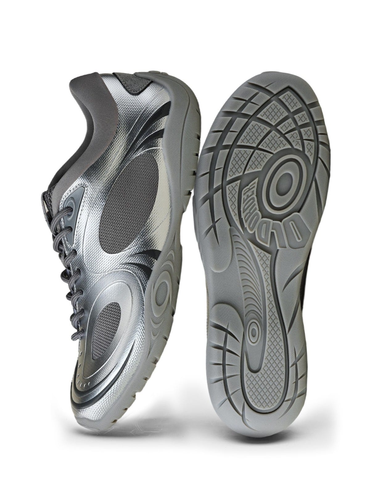 OLDORDER Metallic Chunky Track Sneakers in Silver