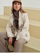TEASEL Belted Wool Linen Safari Jacket in Beige - On Female Model