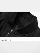 MEDM Stand Collar Zip Up Windbreaker in Black - Detail
