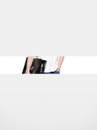 BLINDNOPLAN Textured Faux Leather Asymmetric Tote in Black - On Male Model