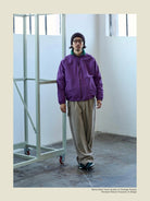 USAGE Reversible Nylon Fleece Track Jacket in Purple - On Male Model