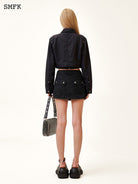 SMFK Cargo Pocket Micro Mini Skirt in Black - On Model