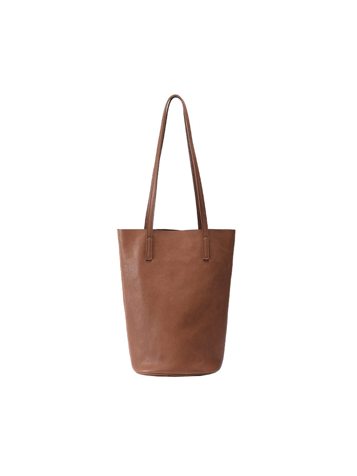 QIUZHEN Vegetable Tanned Leather Bucket Bag in Beige