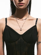 BLACKHEAD Double Layer Manta Ray Necklace in Silver - On Female Model