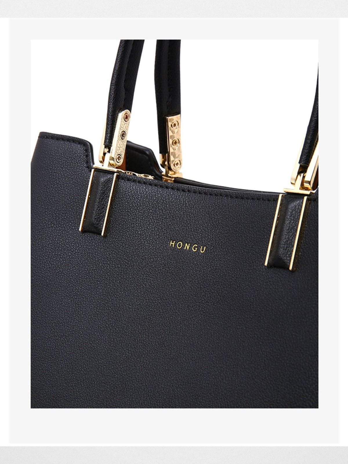 HONGU Split Cowhide Crossbody Handbag in Black - Detail