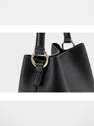 HONGU Cowhide Crossbody Bucket Bag in Black - Detail