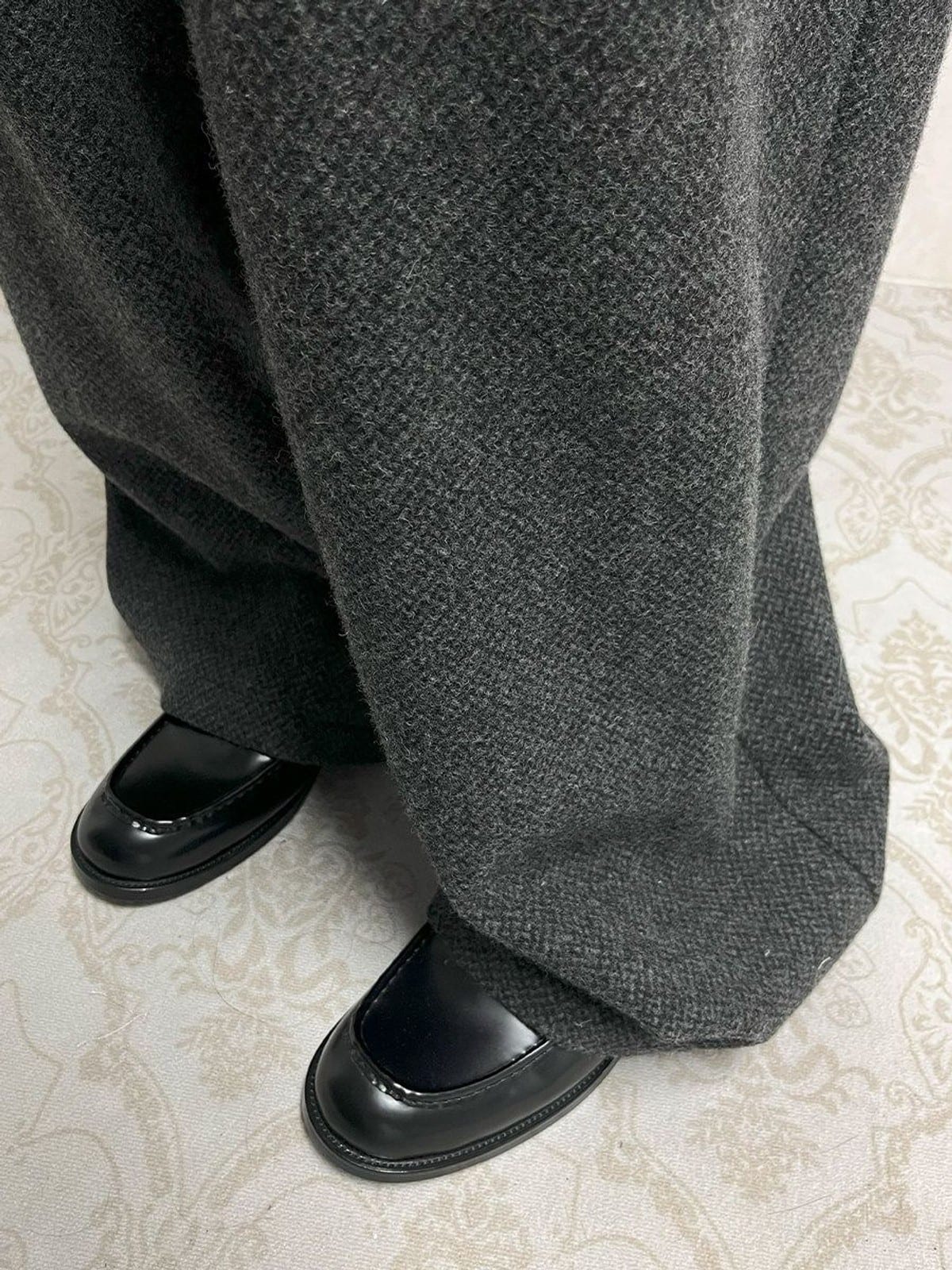 JCAESAR STUDIO Matte Cowhide Leather Loafers in Black - On Model