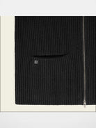 FaxCopyExpress Ribbed Wool Yak Zip Cardigan in Black - Detail
