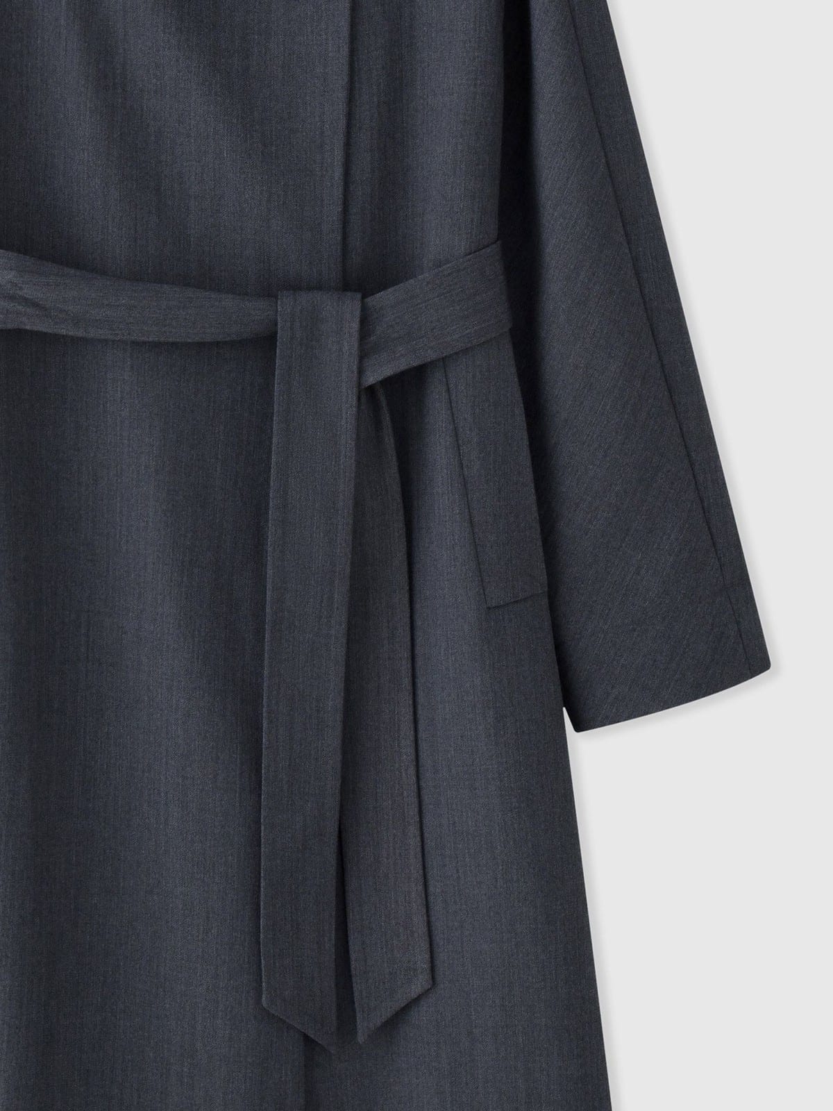 TEASEL Textured Wool Belted Trench Coat in Gray - Detail