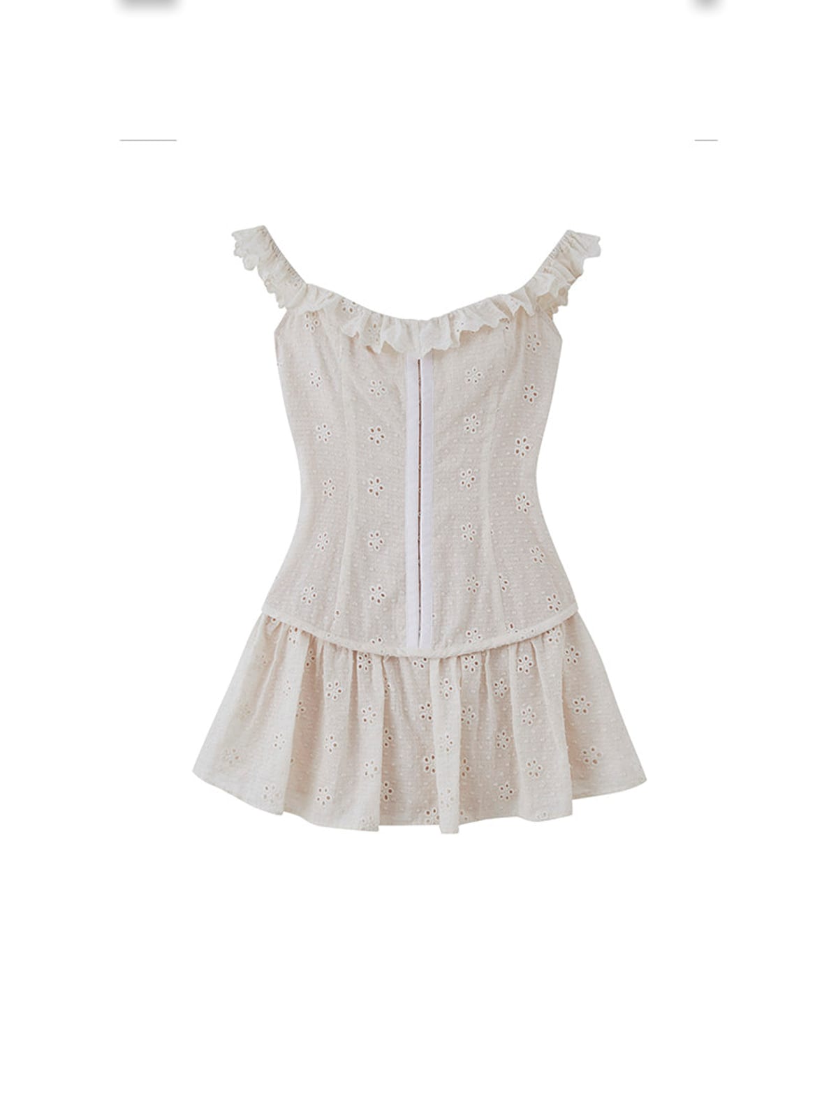 SweetChilling Cotton Eyelet Off Shoulder Mini Dress in White