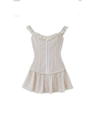 SweetChilling Cotton Eyelet Off Shoulder Mini Dress in White