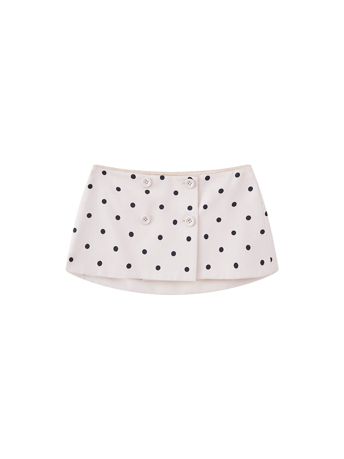 SweetChilling Double Breasted Polka Dot Mini Skirt in White