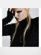 Blackhead Titanium Steel Ghost Necklace in Silver - On Female Model
