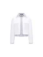 RARELY ALIKE Striped Mock Layer Cropped Jacket in White