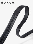HONGU Cowhide Leather Automatic Buckle Belt in Black - Detail