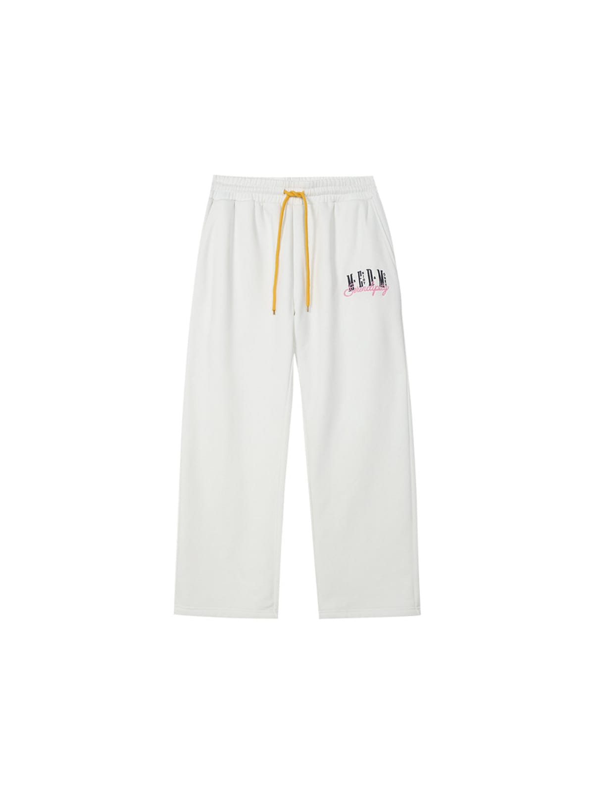 MEDM Fleece Lined Embroidered Sweatpants in White