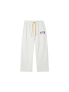 MEDM Fleece Lined Embroidered Sweatpants in White