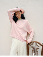 TEASEL Washable Merino Wool Sweatshirt in Pink - On Female Model