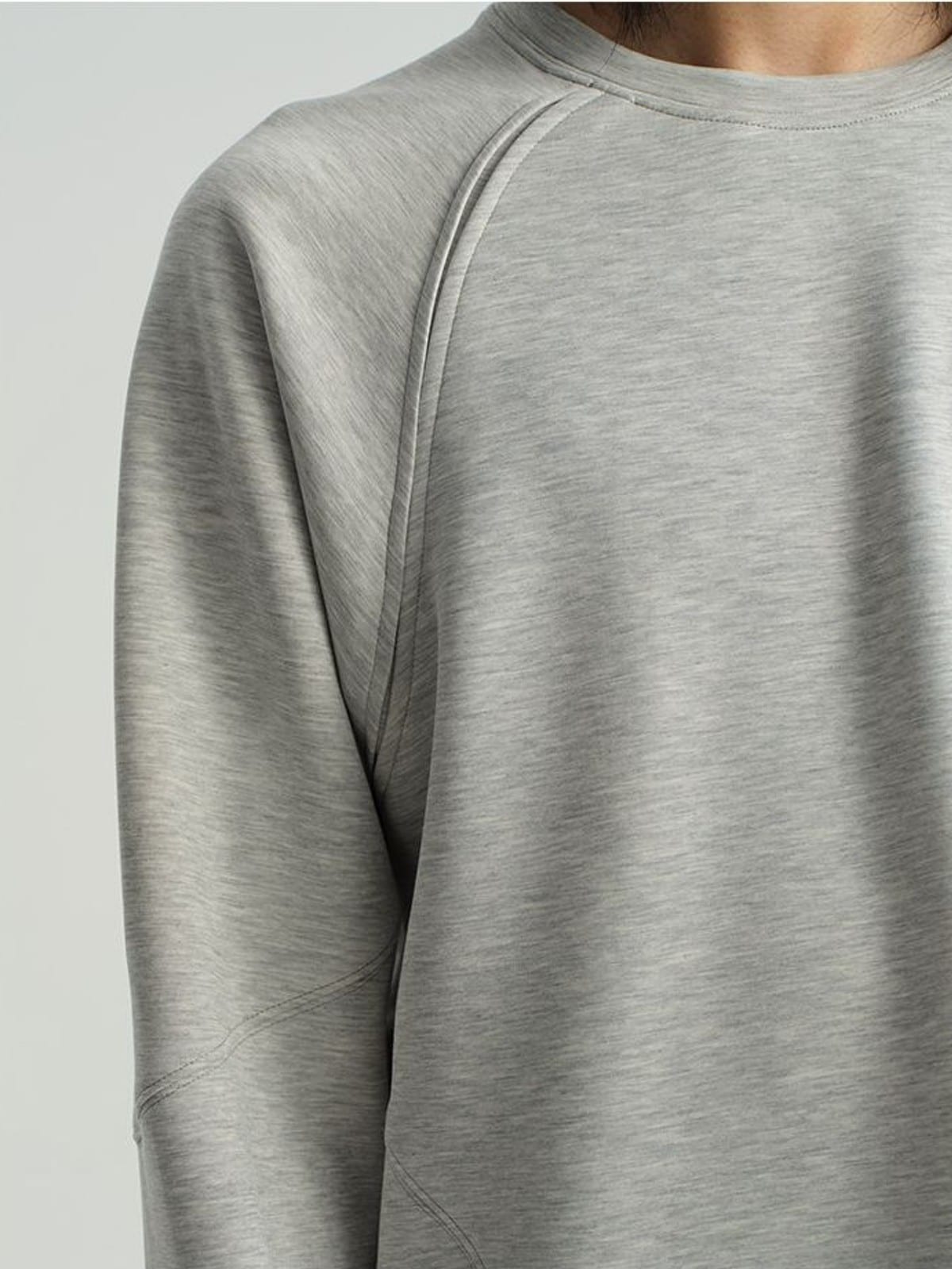JCAESAR STUDIO Structural Seam Viscose Sweatshirt in Light Gray - On Model