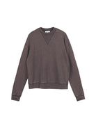 SIMPLE PROJECT Faded Cotton Crewneck Sweatshirt in Coffee