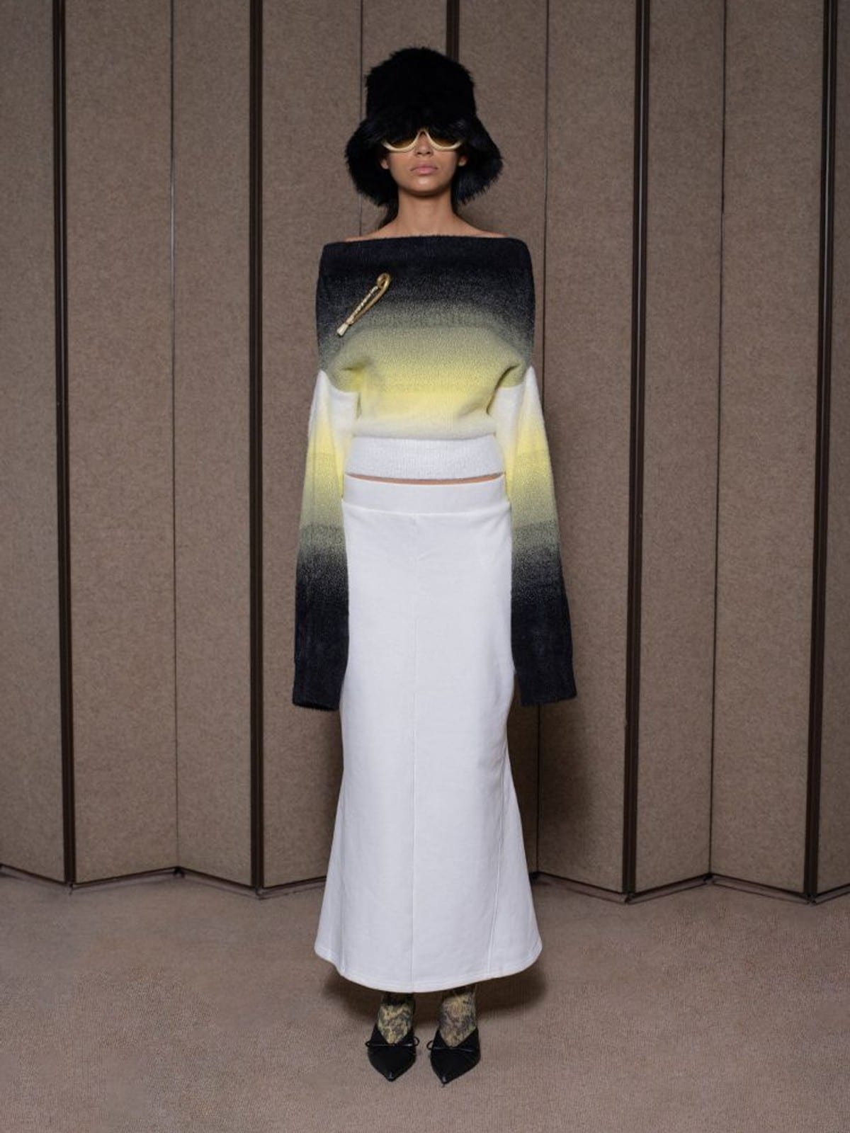 RARELY ALIKE Cotton Hoodie Fishtail Skirt Set in White - On Female Model