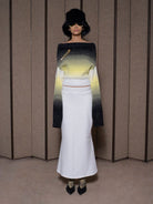 RARELY ALIKE Cotton Hoodie Fishtail Skirt Set in White - On Female Model