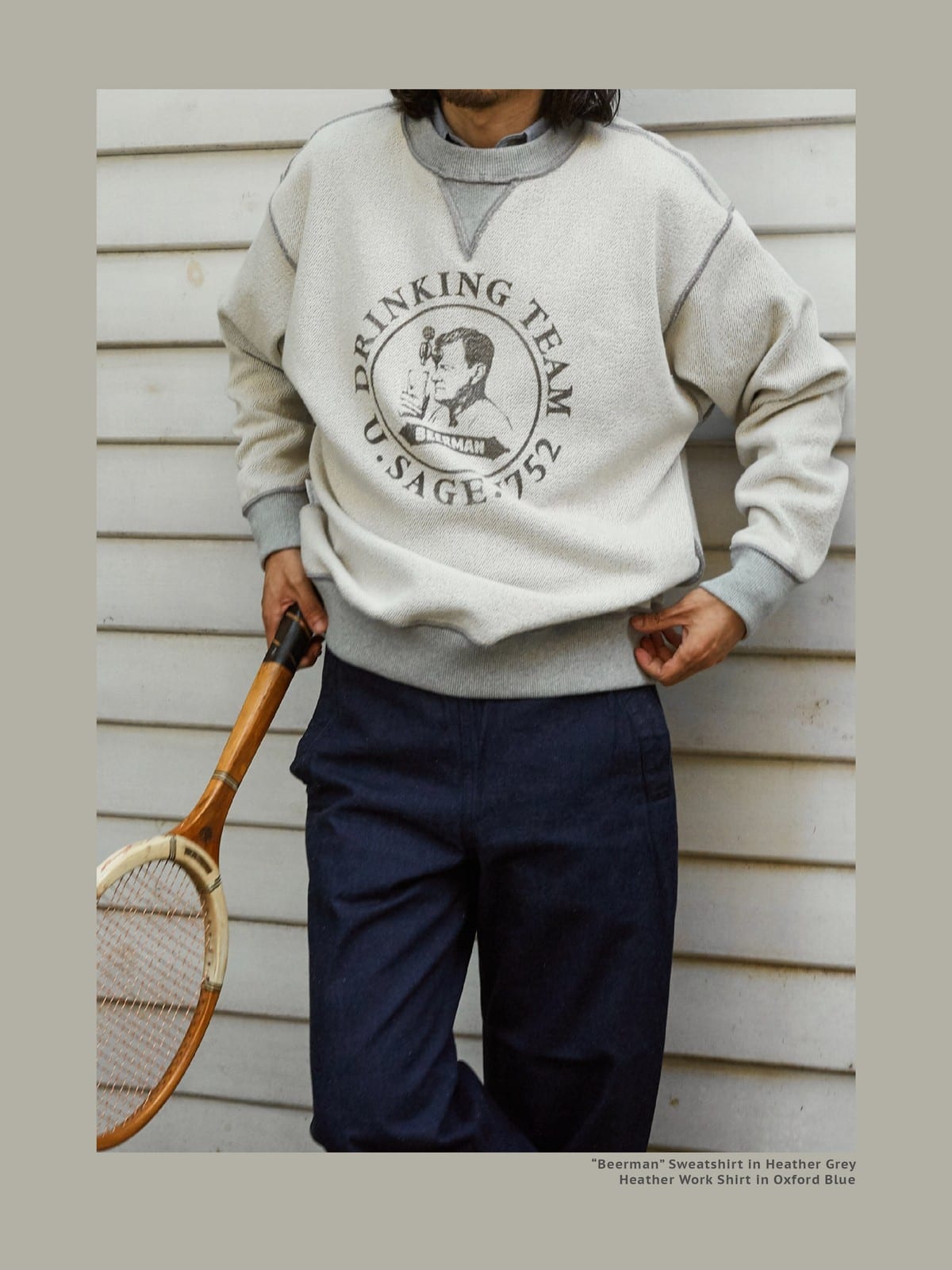 USAGE Reversible Sorona Blend Sweatshirt in Gray - On Male Model