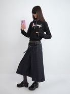 RARELY ALIKE Polka Dot Poodle Cropped Hoodie in Black - On Female Model