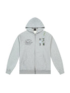 MEDM Floral Embroidered Zip Up Hoodie in Gray